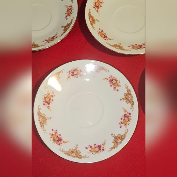 Vintage Chinese Bone China Demitasse Floral Saucer Set of 5 Made In China - Picture 3 of 7
